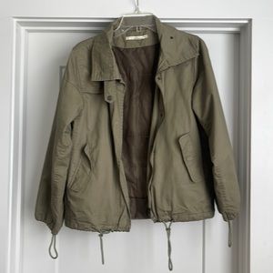 Ellison Army Green Jacket with adjustable cuffs and waistband ties